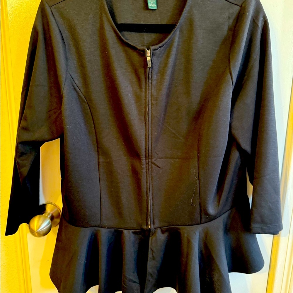 Ralph Lauren Black Peplum 3/4 Sleeve Blouse